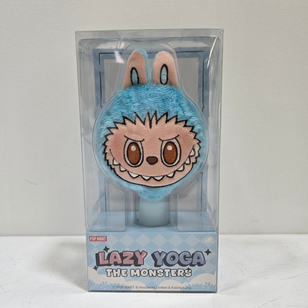 POP MART Labubu The Monsters Lazy Yoga Plush Cushion Comb‎ Blue Hairbrush New